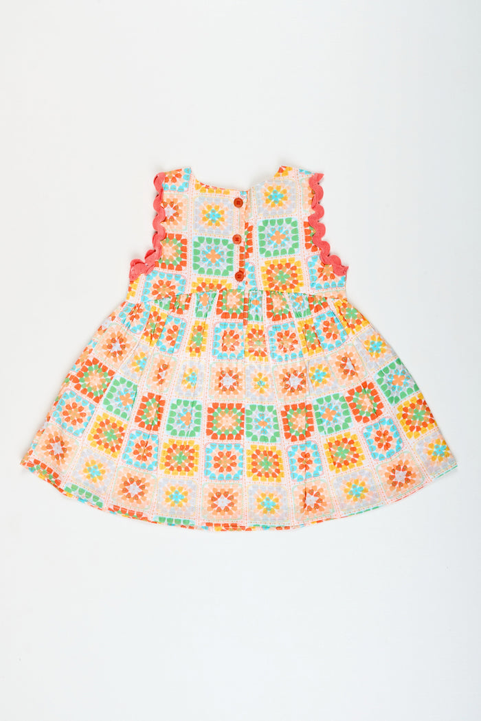 The Nesavu Girls Cotton Frock Baby Girl Cotton Frock with Prints for Everyday Twirls and Comfort Nesavu Nesavu baby girl cotton frock multicolor print everyday wear playdates summer comfort