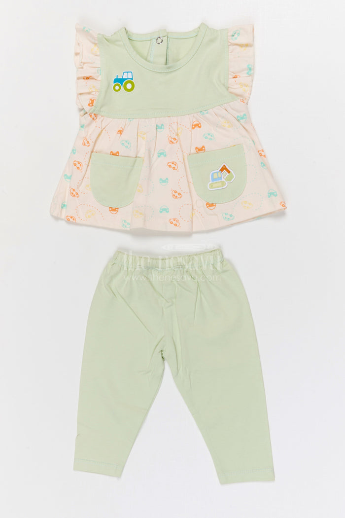 The Nesavu Baby Casual Sets Baby Girl Cotton Jersey Co Ord Set for Daily Comfort Nesavu 10 (NB) / Red / Cotton BFJ933A-10 Nesavu Baby Girl Cotton Jersey Co Ord Set With Digital Print For Daily Wear And Playtime