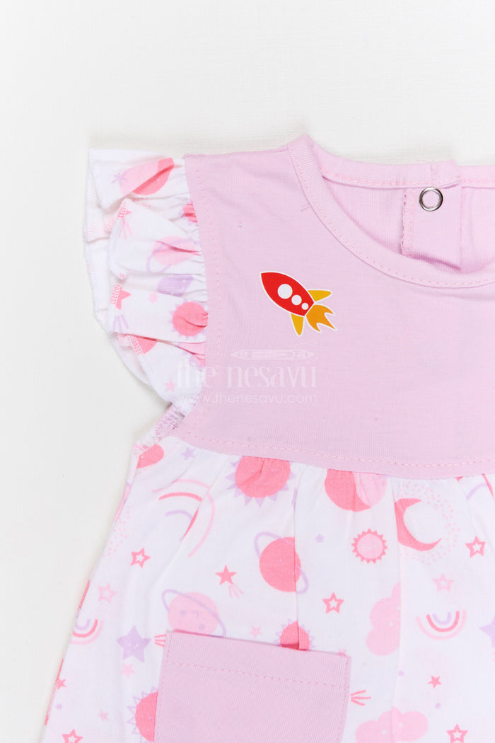 The Nesavu Baby Casual Sets Baby Girl Cotton Lounge Set for Everyday Wear Nesavu Nesavu Baby Girl Cotton Jersey Lounge Set With Digital Print For Everyday Wear And Comfort
