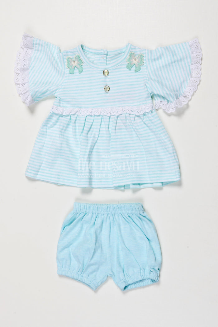 The Nesavu Baby Casual Sets Baby Girl Cotton Top and Shorts Set for Everyday Outings Nesavu 10 (NB) / White BFJ881A-10 Nesavu baby girl cotton top shorts set casual wear daily outings