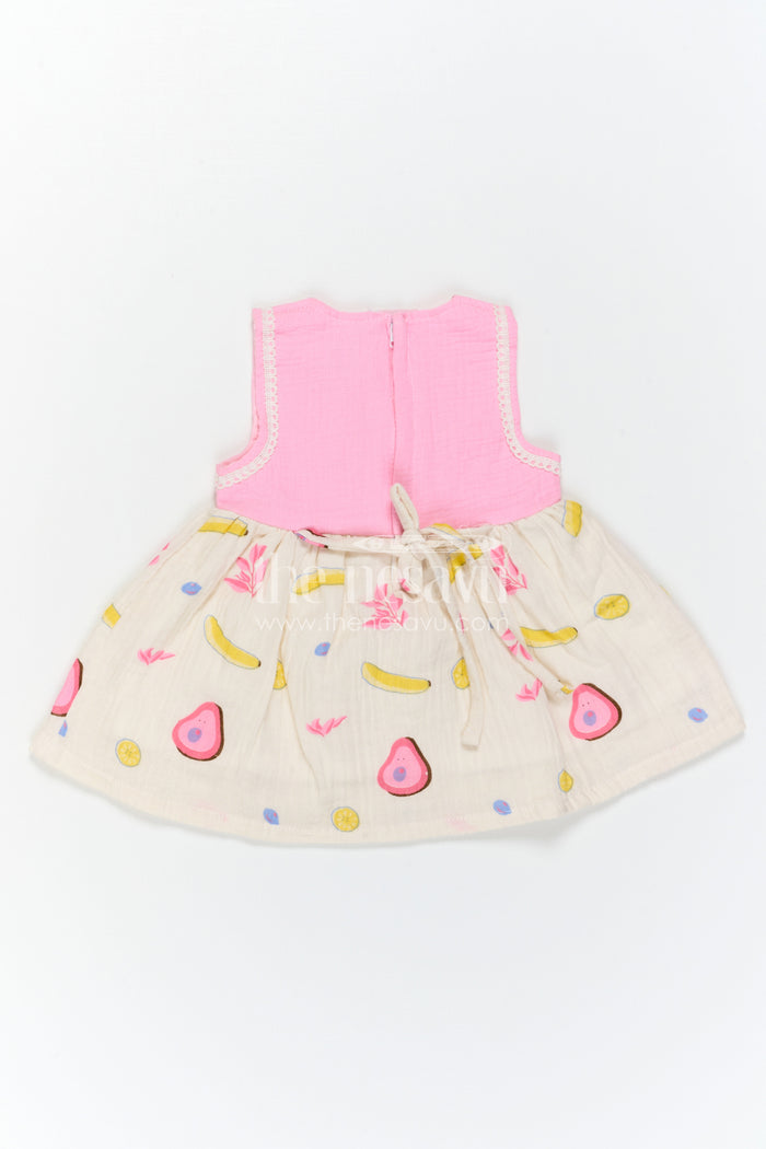 The Nesavu Baby Frocks Baby Girl Dress for Casual Outings and Everyday Play Nesavu Nesavu Baby Girl Muslin Cotton Dress For Casual Outings And Everyday Play With Digital Print And Patch Detail