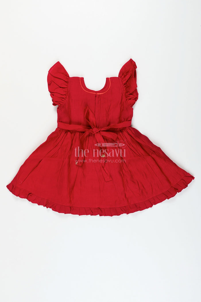 The Nesavu Girls Cotton Frock Baby Girl Embroidered Cotton Frock for Weddings and Festive Ceremonies Nesavu Nesavu baby girl embroidered cotton frock weddings traditional events cultural occasions