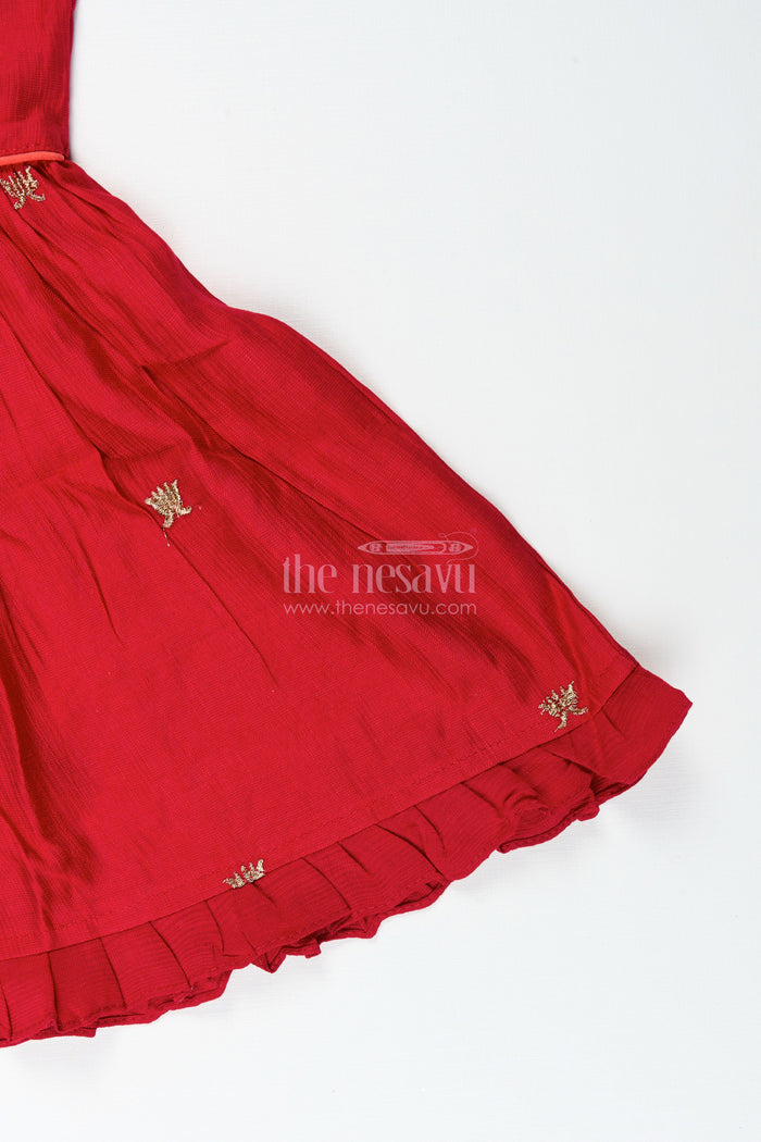 The Nesavu Girls Cotton Frock Baby Girl Embroidered Cotton Frock for Weddings and Festive Ceremonies Nesavu Nesavu baby girl embroidered cotton frock weddings traditional events cultural occasions