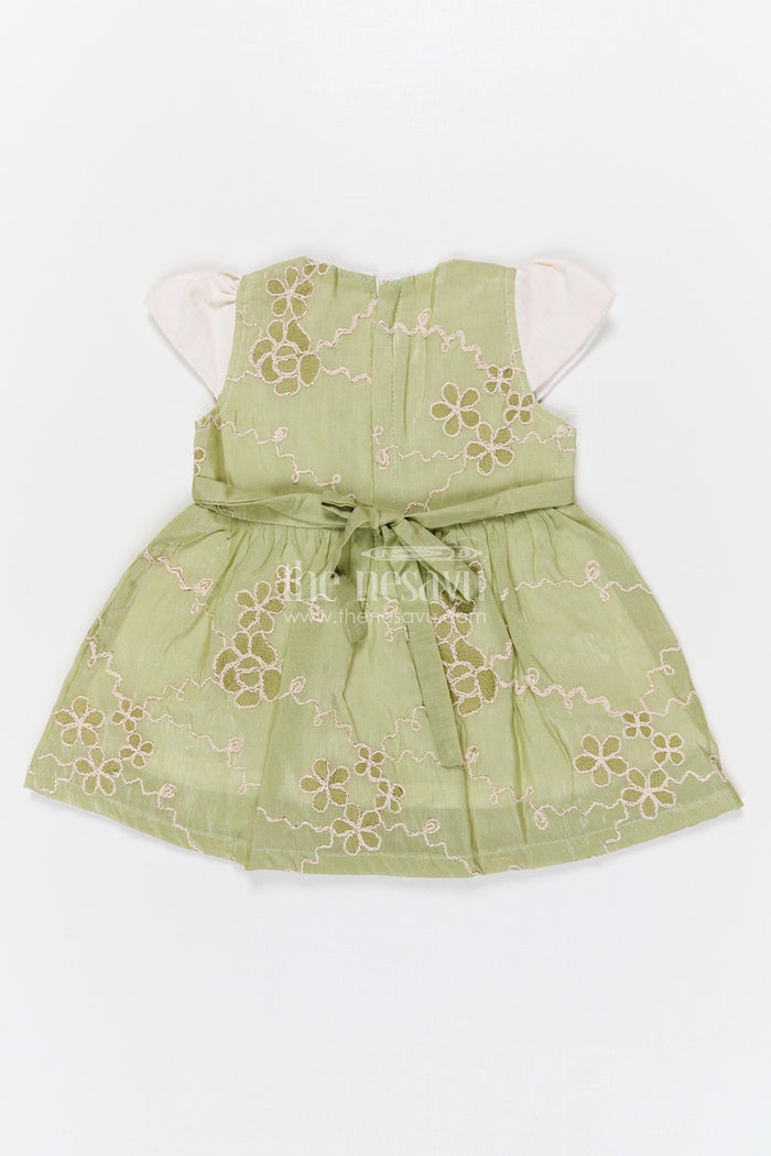 The Nesavu Baby Fancy Frock Baby Girl Embroidered Frock for Birthdays and Festive Gatherings Nesavu Nesavu baby girl cotton blend embroidered frock for birthdays festive gatherings and baby occasions