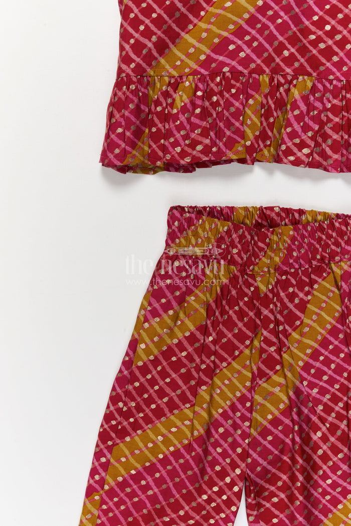 The Nesavu Girls Co-Ord Sets Baby Girl Festive Co-ord Set in Modal Silk for Weddings and Ethnic Days Nesavu Nesavu baby girl festive co-ord set in modal silk with traditional digital print