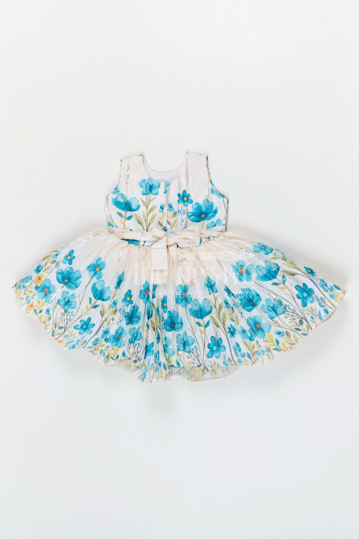 The Nesavu Silk Frock Baby Girl Floral Frock for Birthday Party and Festive Photos Nesavu Nesavu baby girl floral birthday party frock chinnon silk digital print festive dress for kids