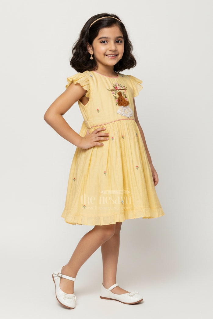The Nesavu Girls Chanderi Frock Baby Girl Frock for Birthday and Festive Celebrations Nesavu 16 (1Y) / Yellow GFC1991A-16 Nesavu baby girl frock birthdays festive occasions cultural celebrations