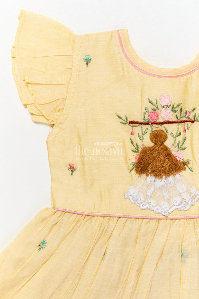 The Nesavu Girls Chanderi Frock Baby Girl Frock for Birthday and Festive Celebrations Nesavu Nesavu baby girl frock birthdays festive occasions cultural celebrations