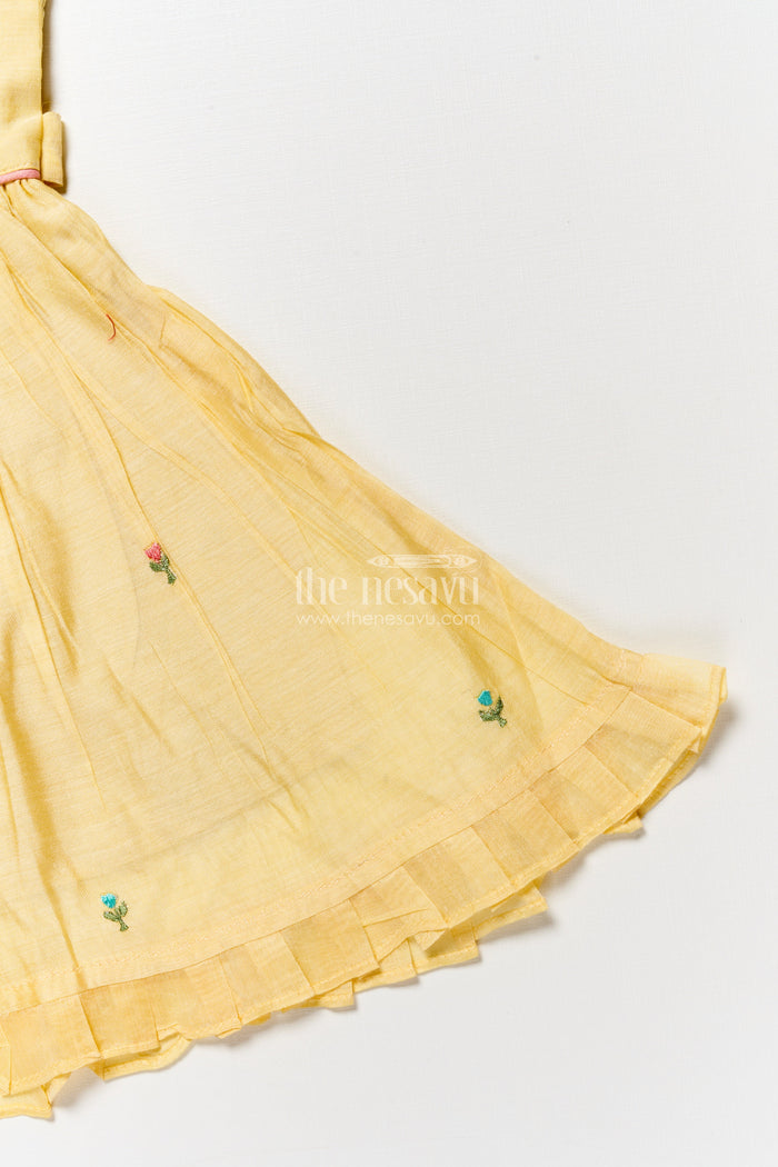 The Nesavu Girls Chanderi Frock Baby Girl Frock for Birthday and Festive Celebrations Nesavu Nesavu baby girl frock birthdays festive occasions cultural celebrations