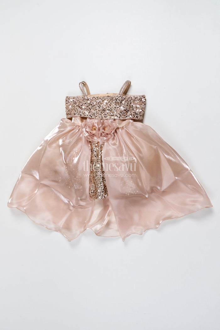 The Nesavu Baby Fancy Frock Baby Girl Frock for Birthday and Festive Occasions Nesavu 16 (1Y) / Brown PF236A-16 Nesavu baby girl frock designer yoke birthday festive celebrations
