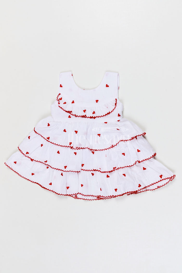 The Nesavu Baby Cotton Frocks Baby Girl Frock for Birthday Celebration and Family Photos Nesavu 14 (6M) / Half white / Muslin Cotton BFJ972B-14 Nesavu baby girl muslin cotton frock with thread embroidery for birthday celebration and photoshoots