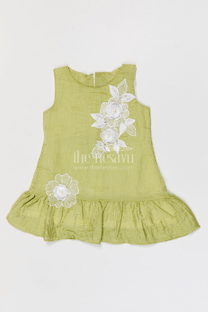 The Nesavu Girls Cotton Frock Baby Girl Frock for Birthday Parties and Festive Outings Nesavu Nesavu baby girl seer sucker cotton frock for birthdays and festive outings with layered twirl design