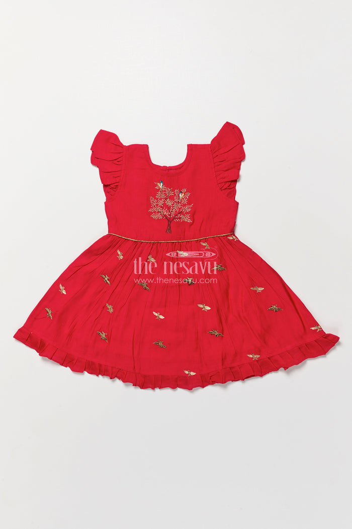 The Nesavu Girls Chanderi Frock Baby Girl Frock for Birthday Party and Ethnic Celebrations Nesavu Nesavu baby girl frock birthday parties festive gatherings ethnic day wear