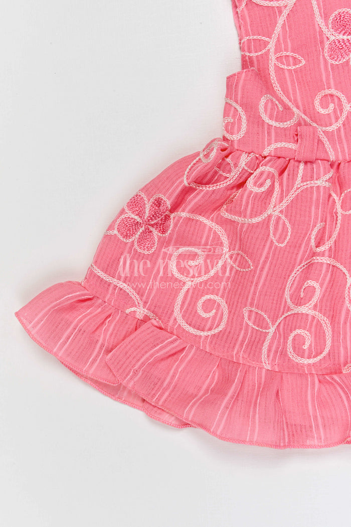 The Nesavu Baby Frocks Baby Girl Frock for Birthdays and Special Occasions Nesavu Nesavu baby girl cotton frock for birthdays and special occasions with thread embroidery