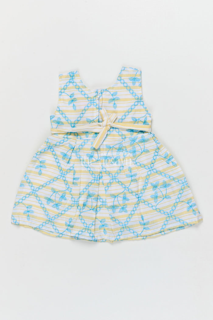 The Nesavu Baby Cotton Frocks Baby Girl Frock for Daywear and Playful Occasions Nesavu 14 (6M) / Yellow / Cotton BFJ922B-14 Nesavu cotton frock for baby girls with thread embroidery – ideal for playful daywear and casual moments