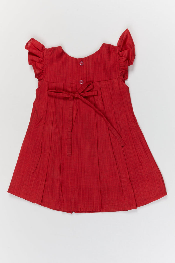 The Nesavu Girls Chanderi Frock Baby Girl Frock for Festive Family Functions Nesavu Nesavu baby girl festive frock with Chanderi cotton and embroidered lace for special occasions