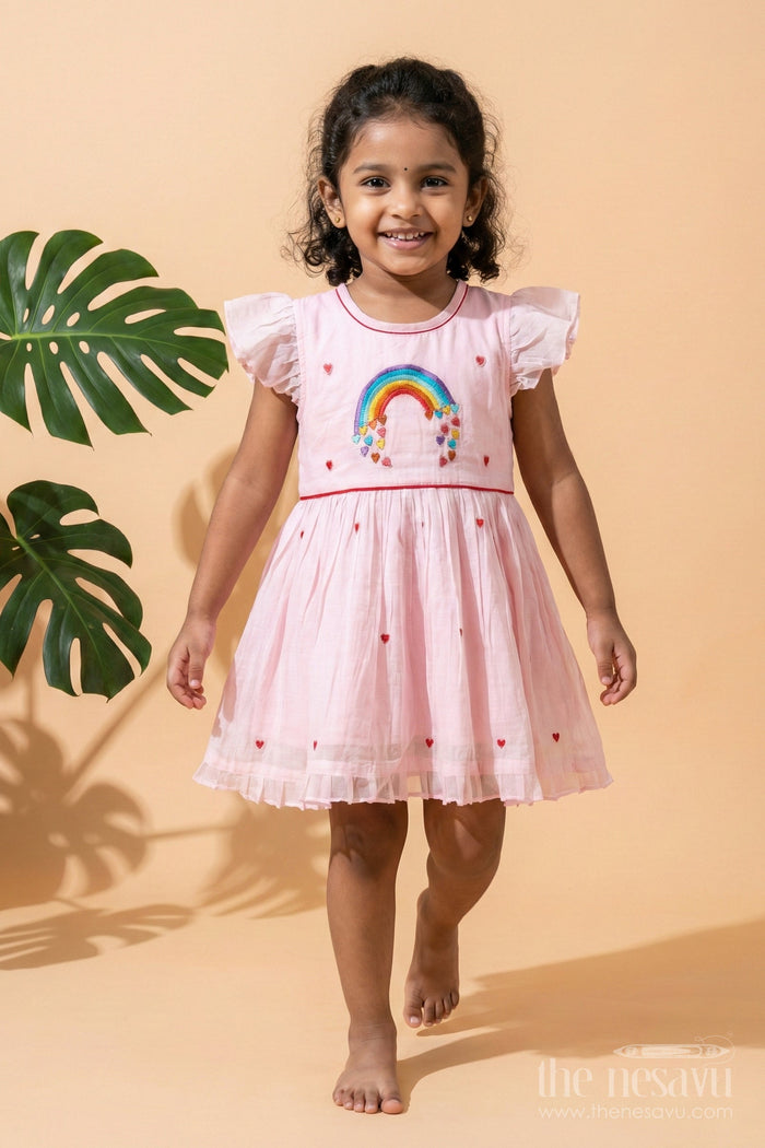 The Nesavu Girls Chanderi Frock Baby Girl Frock for Festive Occasions and Family Gatherings Nesavu Nesavu baby girl frock for festive functions and traditional celebrations in Chanderi cotton