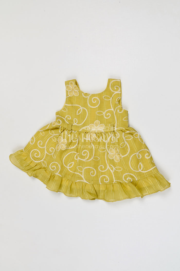 The Nesavu Baby Frocks Baby Girl Frock for Festive Outings and Family Gatherings Nesavu Nesavu baby girl cotton frock for festive outings and celebrations with thread embroidery
