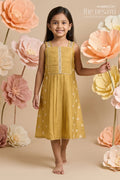 The Nesavu Girls Cotton Frock Baby Girl Frock for Festive Wear and Family Celebrations Nesavu 22 (4Y) / Green / Cotton GFC2179B-22 Nesavu Baby Girl Cotton Jacquard Frock For Festive Wear And Family Celebrations In Breathable Green Fabric