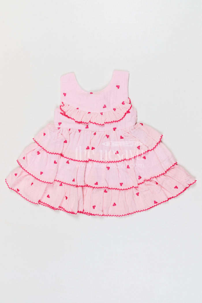 The Nesavu Baby Cotton Frocks Baby Girl Frock for First Birthday and Naming Ceremony Nesavu 14 (6M) / Half white / Muslin Cotton BFJ972A-14 Nesavu baby girl muslin cotton frock with thread embroidery for birthday celebration and photoshoots