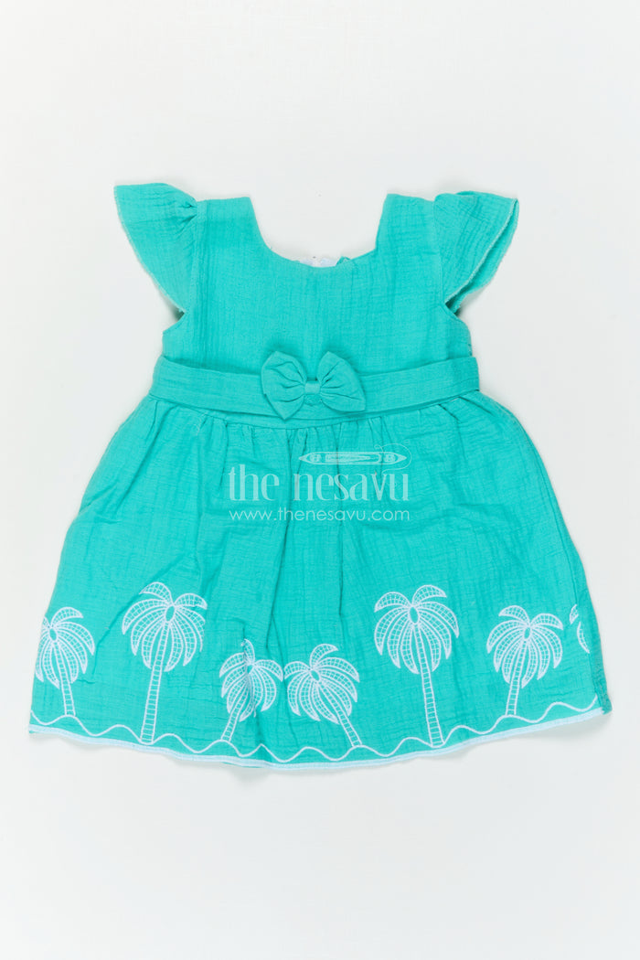 The Nesavu Baby Cotton Frocks Baby Girl Frock for Outings and First Birthday Moments Nesavu Nesavu Baby Girl Muslin Cotton Frock For Outings And First Birthday With Thread Embroidery Soft Outfit