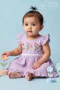 The Nesavu Baby Cotton Frocks Baby Girl Frock for Playdates and Summer Outings Nesavu 14 (6M) / Purple / Cotton BFJ1002C-14 Nesavu Baby Girl Cotton Frock For Playdates And Summer Outings With Floral Embroidery And Frill Hem