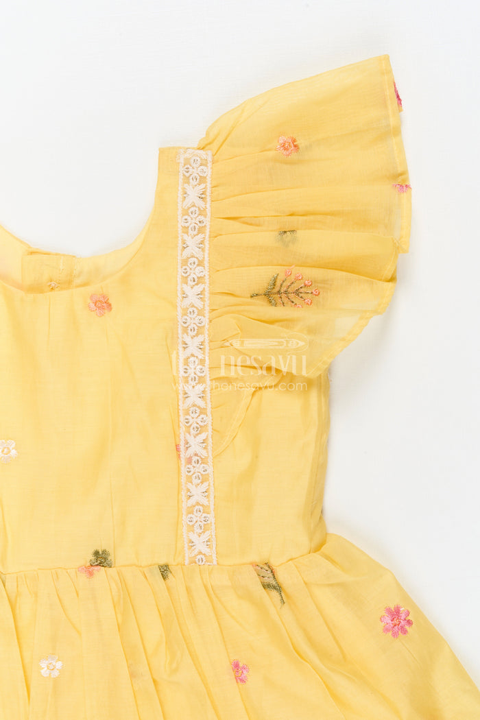 The Nesavu Girls Cotton Frock Baby Girl Frock for Pooja and Festive Mornings Nesavu Nesavu baby girl embroidered cotton frock for pooja and festive occasions