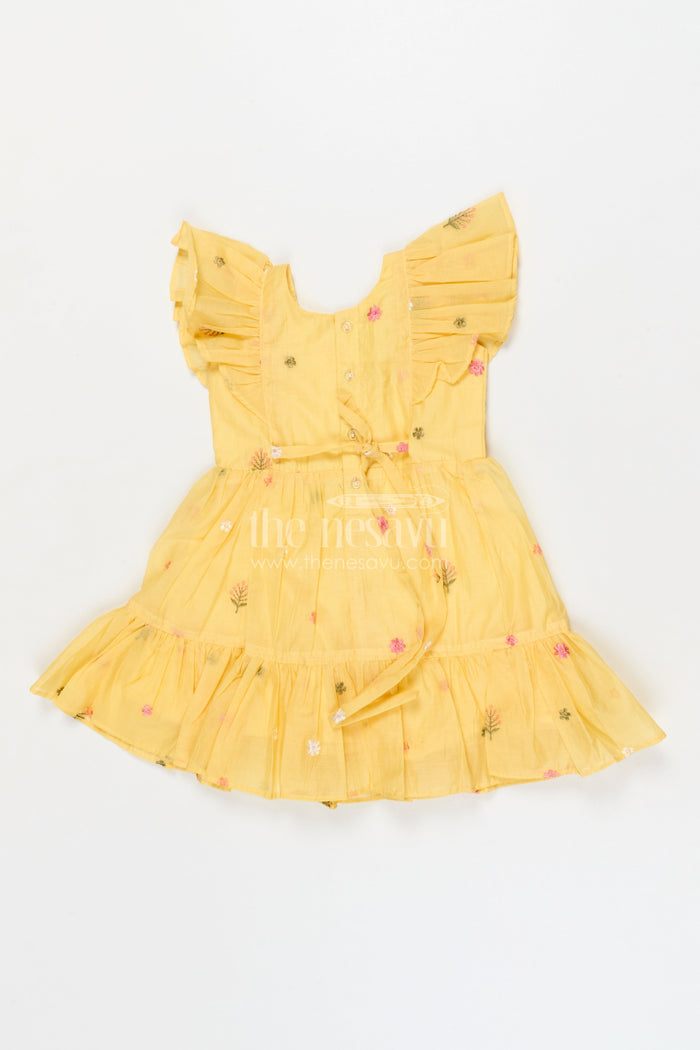 The Nesavu Girls Cotton Frock Baby Girl Frock for Pooja and Festive Mornings Nesavu Nesavu baby girl embroidered cotton frock for pooja and festive occasions
