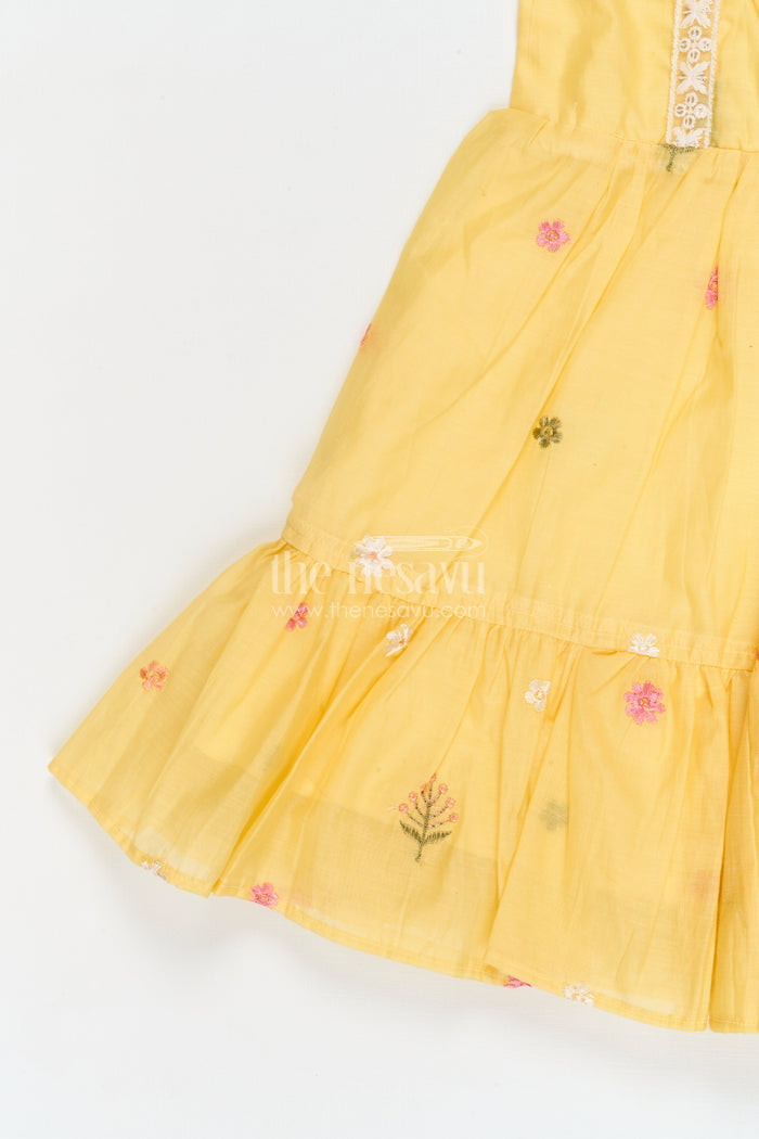 The Nesavu Girls Cotton Frock Baby Girl Frock for Pooja and Festive Mornings Nesavu Nesavu baby girl embroidered cotton frock for pooja and festive occasions