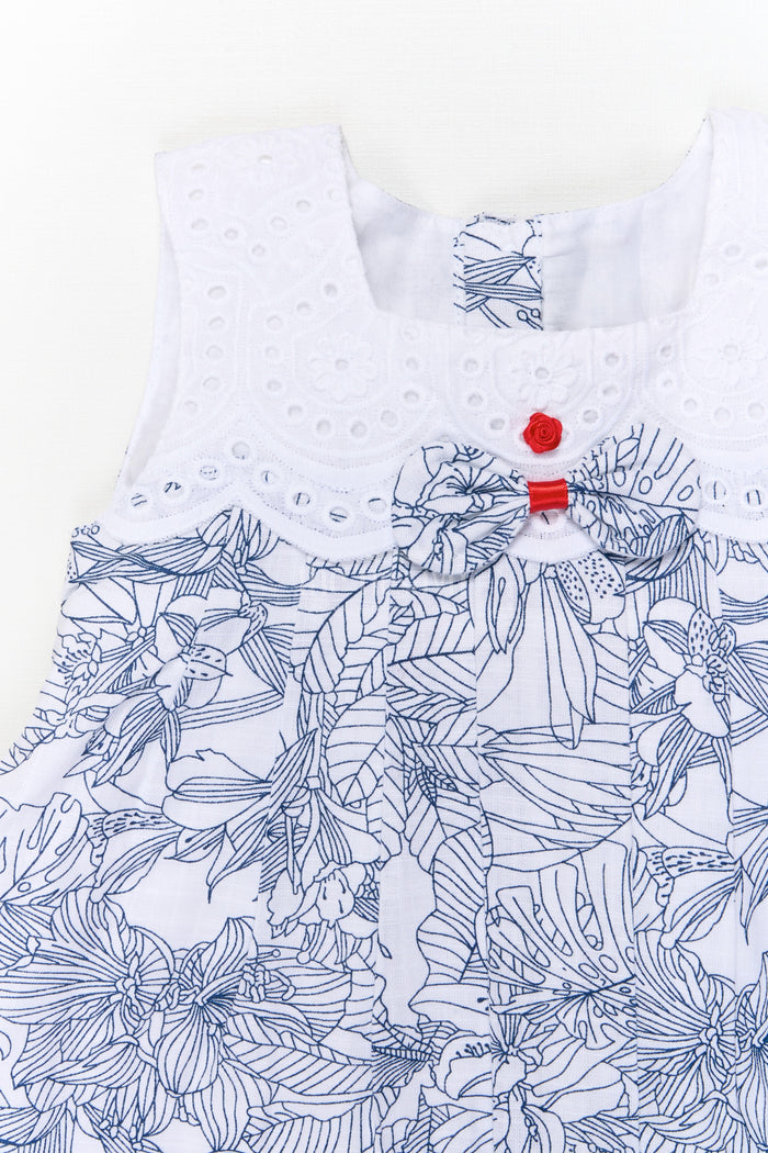 The Nesavu Baby Cotton Frocks Baby Girl Frock Set with Hakoba Yoke for Casual Summer Outings Nesavu Nesavu baby girl cotton frock set with hakoba yoke and bloomers for summer casual wear