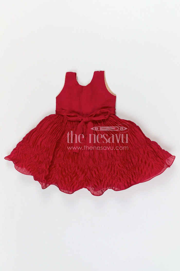 The Nesavu Silk Frock Baby Girl Frock with Designer Jacket for Birthday and Festive Photos Nesavu Nesavu baby girl birthday frock with embroidered designer jacket festive party dress for kids