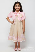 The Nesavu Girls Cotton Frock Baby Girl Frock with Embroidery for Birthday and Festive Photoshoots Nesavu 16 (1Y) / Pink GFC1864B-16 Nesavu baby girl frock floral embroidery bolero birthdays photoshoots