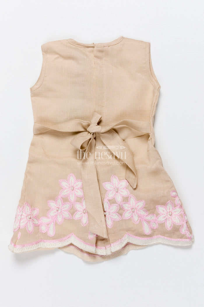 The Nesavu Girls Cotton Frock Baby Girl Frock with Embroidery for Birthday and Festive Photoshoots Nesavu Nesavu baby girl frock floral embroidery bolero birthdays photoshoots