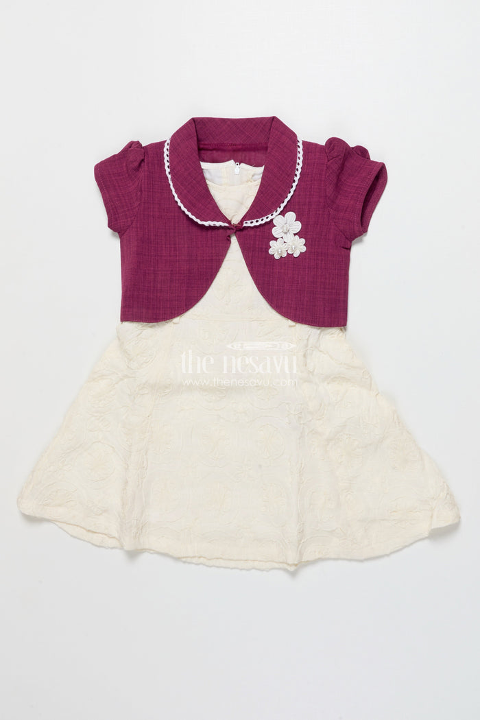 The Nesavu Girls Cotton Frock Baby Girl Frock with Jacket for Festive Gatherings and Family Events Nesavu 20 (3Y) / Purple GFC1832B-20 Nesavu baby girl frock embroidered jacket festive gatherings family functions