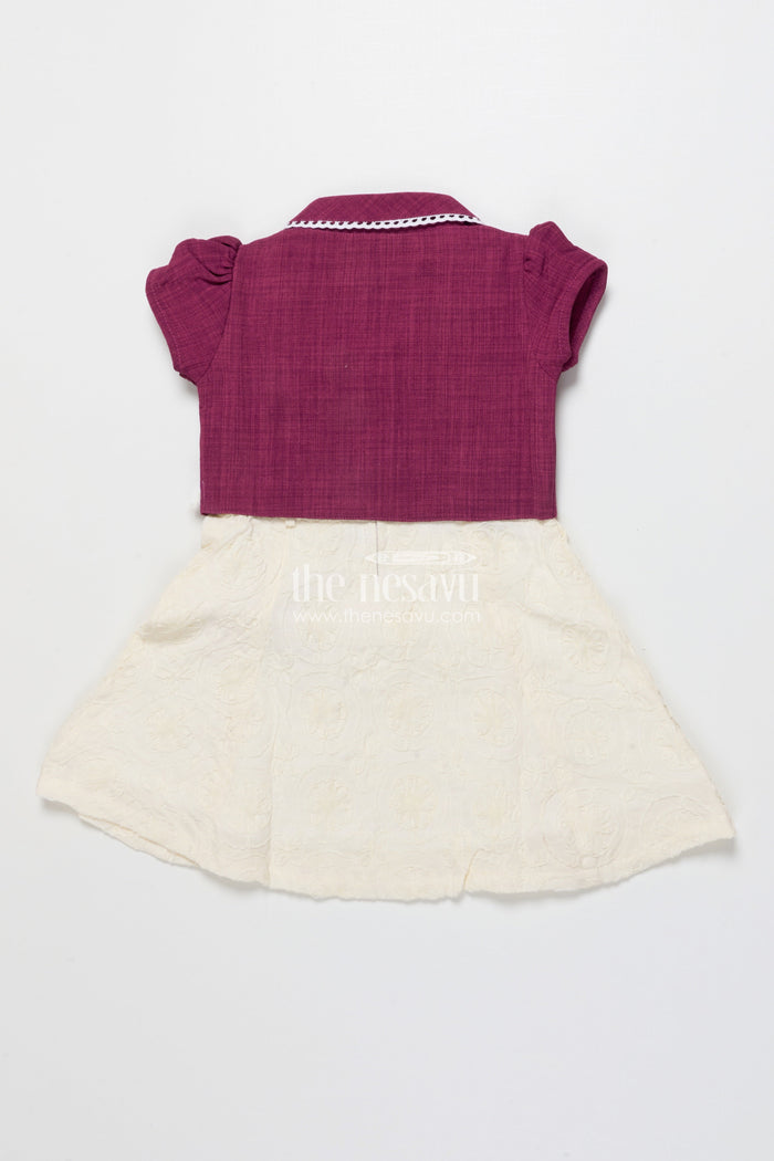 The Nesavu Girls Cotton Frock Baby Girl Frock with Jacket for Festive Gatherings and Family Events Nesavu Nesavu baby girl frock embroidered jacket festive gatherings family functions