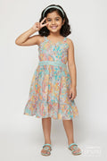 The Nesavu Girls Cotton Frock Baby Girl Frock with Traditional Paisley Print for Ethnic Functions Nesavu 18 (2Y) / Multicolor GFC2021A-18 Nesavu baby girl ethnic frock with paisley digital print and strappy shoulders
