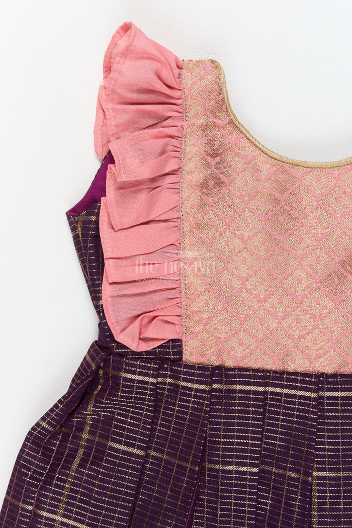The Nesavu Girls Kanchi Silk Frock Baby Girl Kanchi Silk Frock for Cultural Celebrations and Naming Day Events Nesavu Nesavu baby girl Kanchi silk frock for naming ceremonies, festivals, and cultural functions