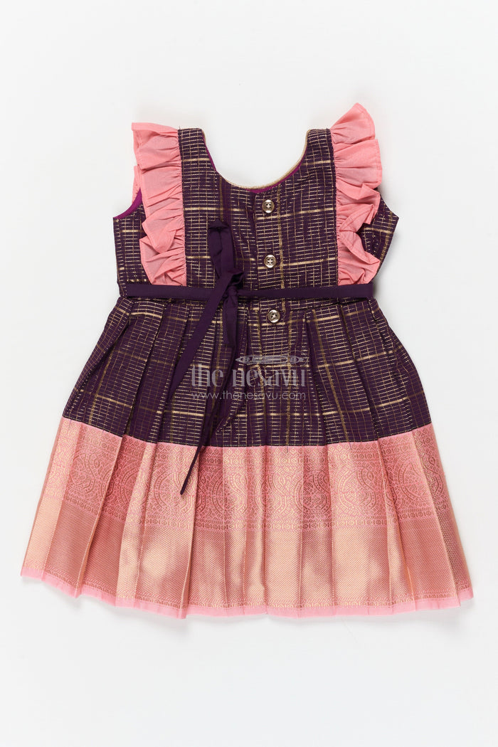 The Nesavu Girls Kanchi Silk Frock Baby Girl Kanchi Silk Frock for Cultural Celebrations and Naming Day Events Nesavu Nesavu baby girl Kanchi silk frock for naming ceremonies, festivals, and cultural functions