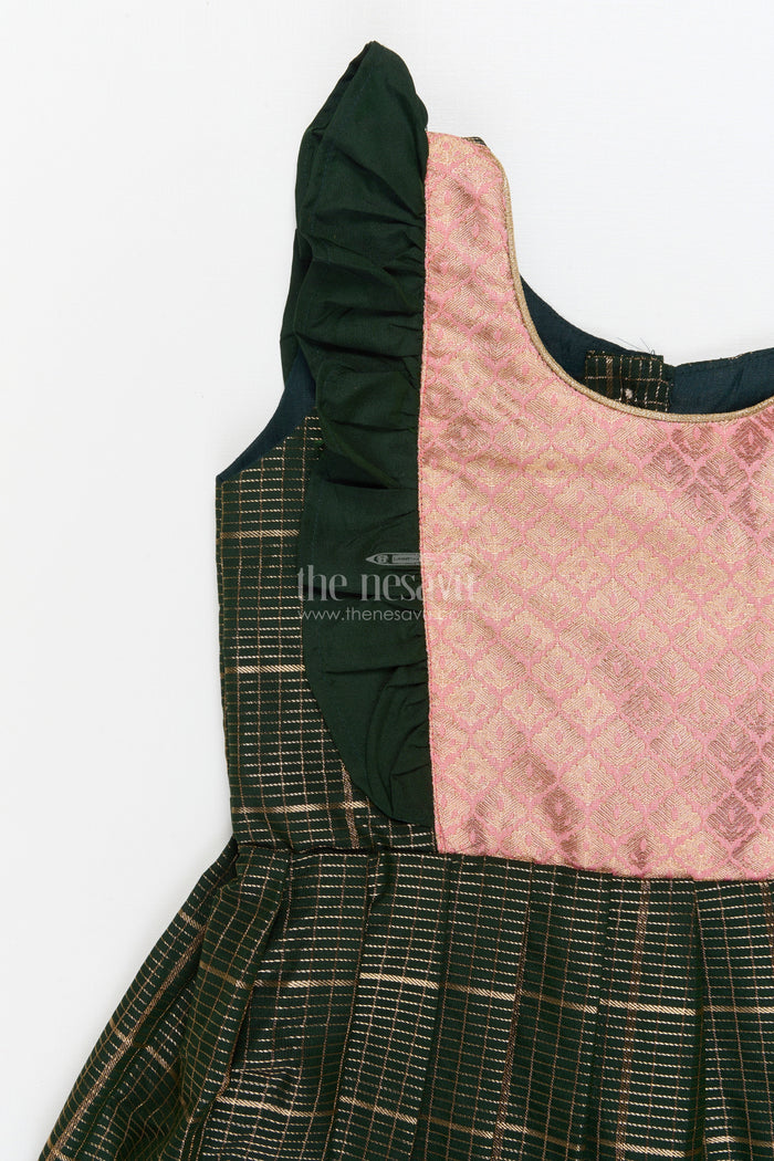 The Nesavu Girls Kanchi Silk Frock Baby Girl Kanchi Silk Frock for Naming Ceremonies and Festive Gatherings Nesavu Nesavu baby girl Kanchi silk frock for naming ceremonies, poojas, and festive occasions