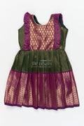 The Nesavu Girls Kanchi Silk Frock Baby Girl Kanchi Silk Frock for Traditional Functions and Temple Visits Nesavu 18 (2Y) / Green / Style 1 KSF006AA-18 Nesavu baby girl Kanchi silk frock for weddings, festivals, and traditional celebrations