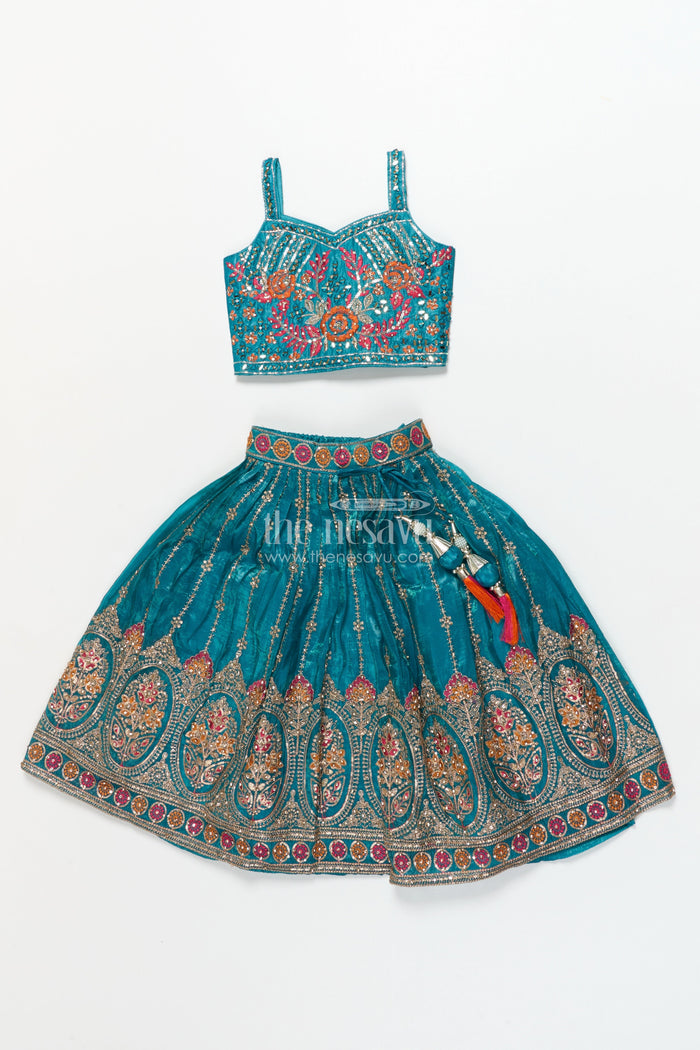 The Nesavu Girls Lehenga Choli Baby Girl Lehenga Choli Set for Weddings and Festive Functions Nesavu 16 (1Y) / Green GL704B-16 Nesavu baby girl lehenga choli set viscose silk weddings grand festive occasions