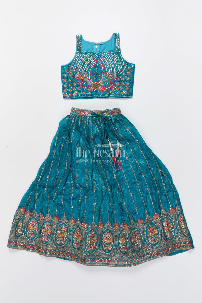 The Nesavu Girls Lehenga Choli Baby Girl Lehenga Choli Set for Weddings and Festive Functions Nesavu 16 (1Y) / Green GL704B-16 Nesavu baby girl lehenga choli set viscose silk weddings grand festive occasions