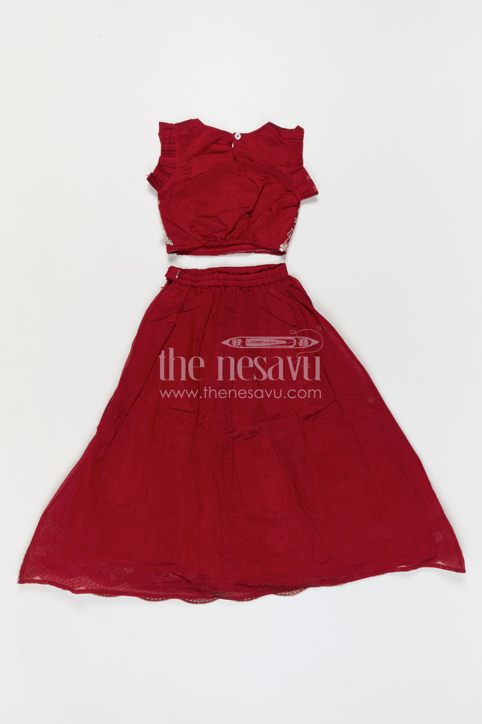 The Nesavu Girls Ethnic Lehenga Baby Girl Lehenga for Weddings and Festive Occasions Nesavu Nesavu Baby Girl Silk Cotton Lehenga With Thread Embroidery For Weddings And Festive Occasions