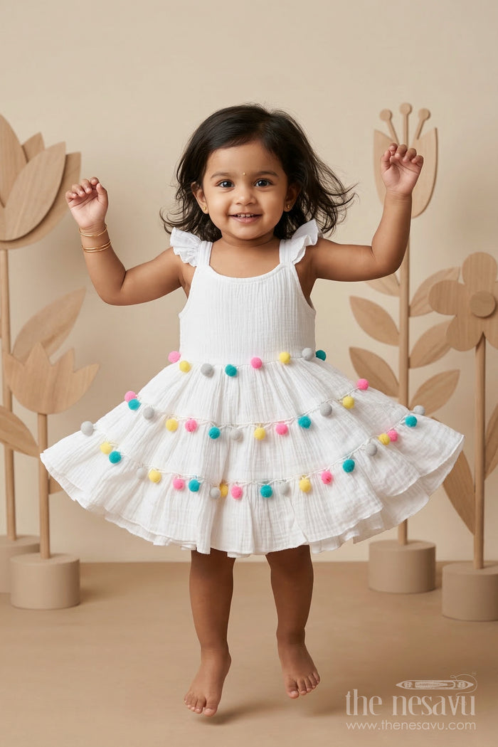 The Nesavu Baby Frocks Baby Girl Muslin Cotton Frock for First Birthday Nesavu 14 (6M) / Purple / Muslin Cotton BFJ955A-14 Nesavu Baby Girl Muslin Cotton Frock For First Birthday And Special Family Celebrations