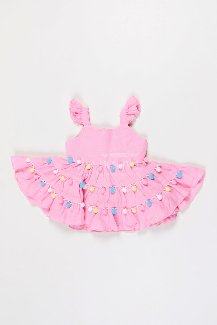 The Nesavu Baby Frocks Baby Girl Muslin Frock for Birthday Celebration Nesavu 14 (6M) / Green / Muslin Cotton BFJ955B-14 Nesavu Baby Girl Muslin Cotton Frock For Birthday Celebration With Matching Cap