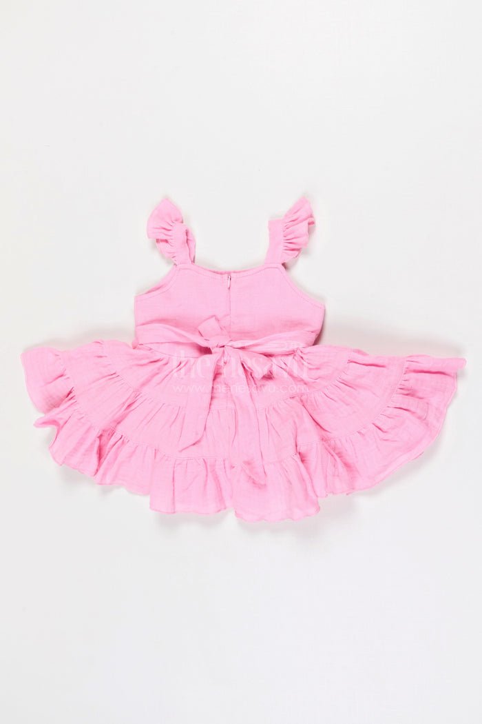 The Nesavu Baby Frocks Baby Girl Muslin Frock for Birthday Celebration Nesavu Nesavu Baby Girl Muslin Cotton Frock For Birthday Celebration With Matching Cap