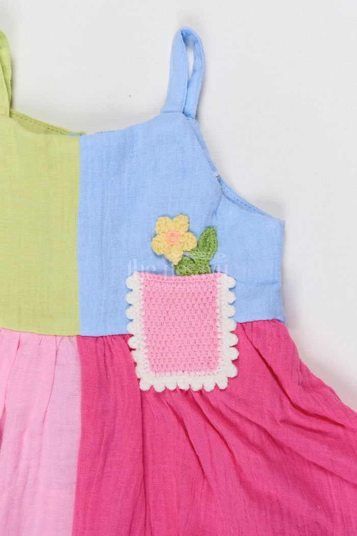 The Nesavu Baby Frocks Baby Girl Muslin Frock with Patch Details for Outings Nesavu Nesavu Baby Girl Muslin Cotton Frock With Patch Pockets For Outings And Casual Wear