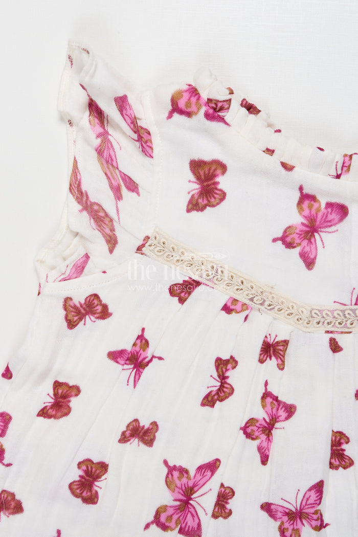 The Nesavu Girls Cotton Frock Baby Girl Muslin Frock with Star Print for Summer Play and Casual Wear Nesavu Nesavu baby girl muslin cotton frock with star print for summer play and everyday styling