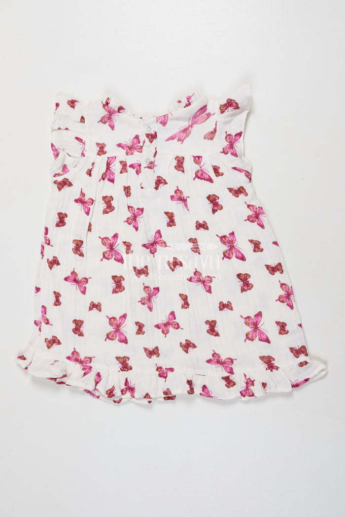 The Nesavu Girls Cotton Frock Baby Girl Muslin Frock with Star Print for Summer Play and Casual Wear Nesavu Nesavu baby girl muslin cotton frock with star print for summer play and everyday styling