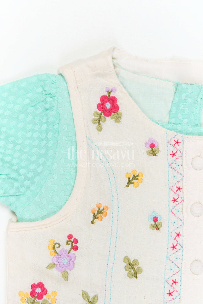 The Nesavu Girls Cotton Frock Baby Girl Outfit with Embroidered Jacket for Festive Wear and Outings Nesavu Nesavu Baby Girl Outfit With Embroidered Jacket For Festive Wear And Outings In Soft Cotton Comfort